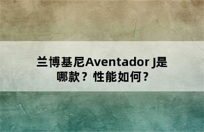 兰博基尼Aventador J是哪款？性能如何？